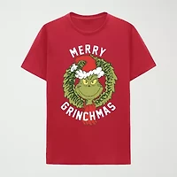 Mens Crew Neck Short Sleeve Regular Fit Grinch Graphic T-Shirt