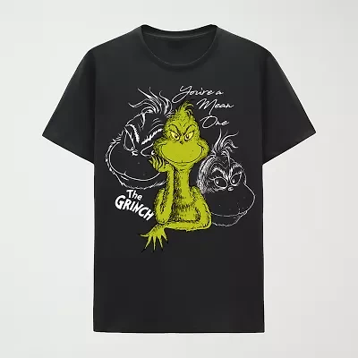 Mens Crew Neck Short Sleeve Regular Fit Grinch Graphic T-Shirt