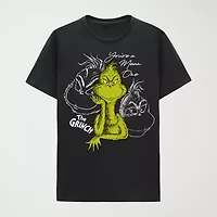 Mens Crew Neck Short Sleeve Regular Fit Grinch Graphic T-Shirt