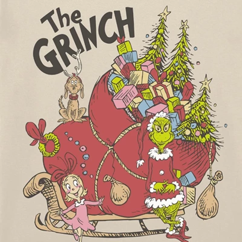 Mens Crew Neck Short Sleeve Regular Fit Grinch Graphic T-Shirt