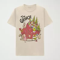 Mens Crew Neck Short Sleeve Regular Fit Grinch Graphic T-Shirt