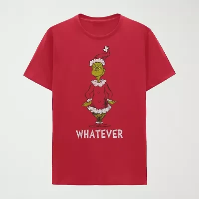 Mens Crew Neck Short Sleeve Regular Fit Grinch Graphic T-Shirt