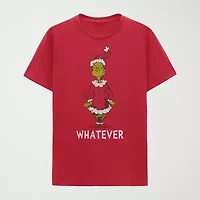 Mens Crew Neck Short Sleeve Regular Fit Grinch Graphic T-Shirt