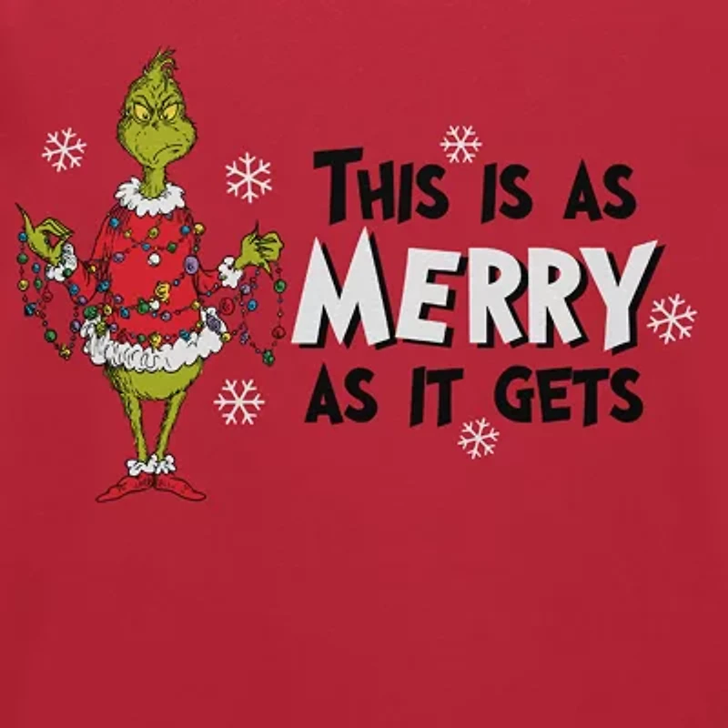 Mens Crew Neck Short Sleeve Regular Fit Grinch Graphic T-Shirt