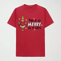 Mens Crew Neck Short Sleeve Regular Fit Grinch Graphic T-Shirt
