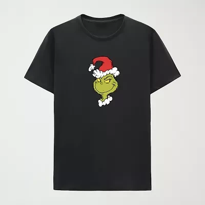 Mens Crew Neck Short Sleeve Regular Fit Grinch Graphic T-Shirt