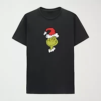 Mens Crew Neck Short Sleeve Regular Fit Grinch Graphic T-Shirt