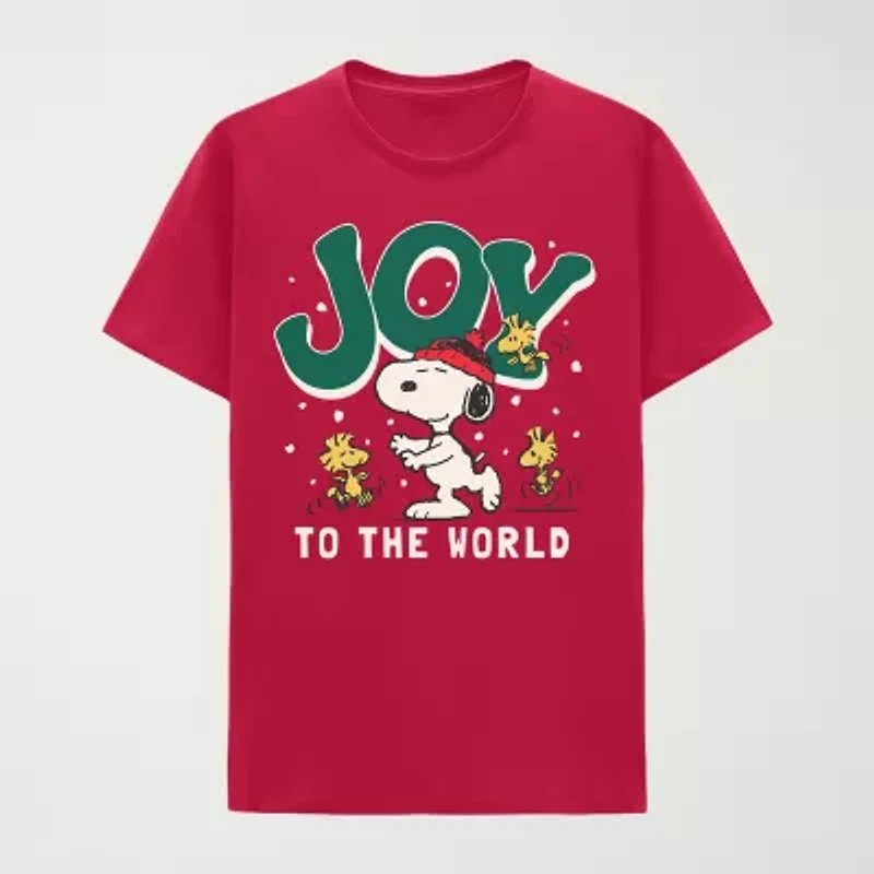 Mens Crew Neck Short Sleeve Regular Fit Peanuts Snoopy Graphic T-Shirt