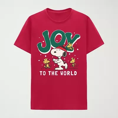 Mens Crew Neck Short Sleeve Regular Fit Peanuts Snoopy Graphic T-Shirt