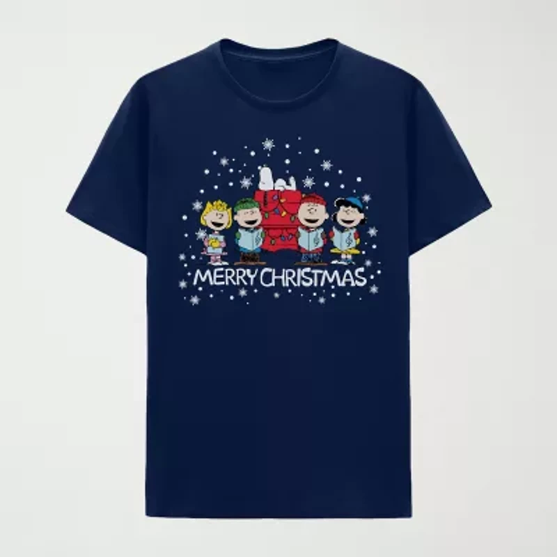 Mens Crew Neck Short Sleeve Regular Fit Peanuts Graphic T-Shirt