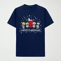 Mens Crew Neck Short Sleeve Regular Fit Peanuts Graphic T-Shirt