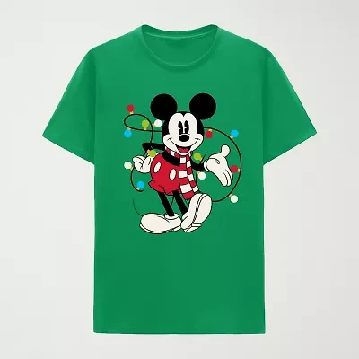 Mens Crew Neck Short Sleeve Regular Fit Mickey Mouse Graphic T-Shirt