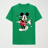 Mens Crew Neck Short Sleeve Regular Fit Mickey Mouse Graphic T-Shirt