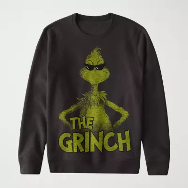 Mens Crew Neck Long Sleeve Grinch Sweatshirt