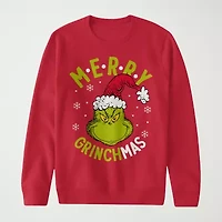 Mens Crew Neck Long Sleeve Grinch Sweatshirt