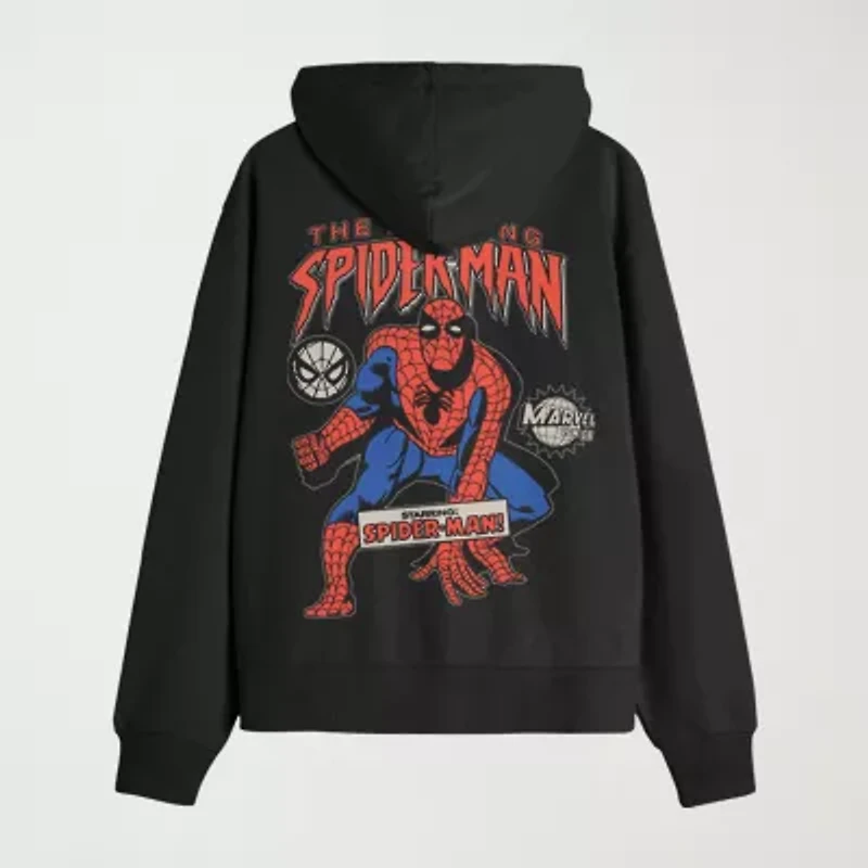 Novelty Mens Long Sleeve Spiderman Fleece Hoodie