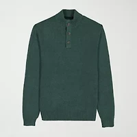 IZOD Button Mock Mens Neck Long Sleeve Pullover Sweater