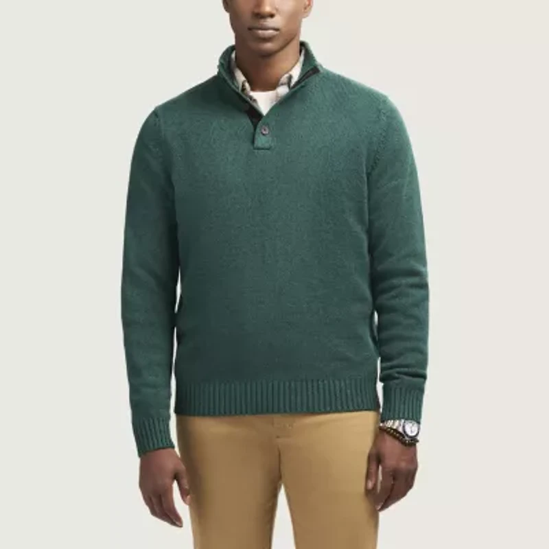 IZOD Button Mock Mens Neck Long Sleeve Pullover Sweater