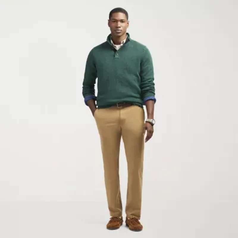 IZOD Button Mock Mens Neck Long Sleeve Pullover Sweater