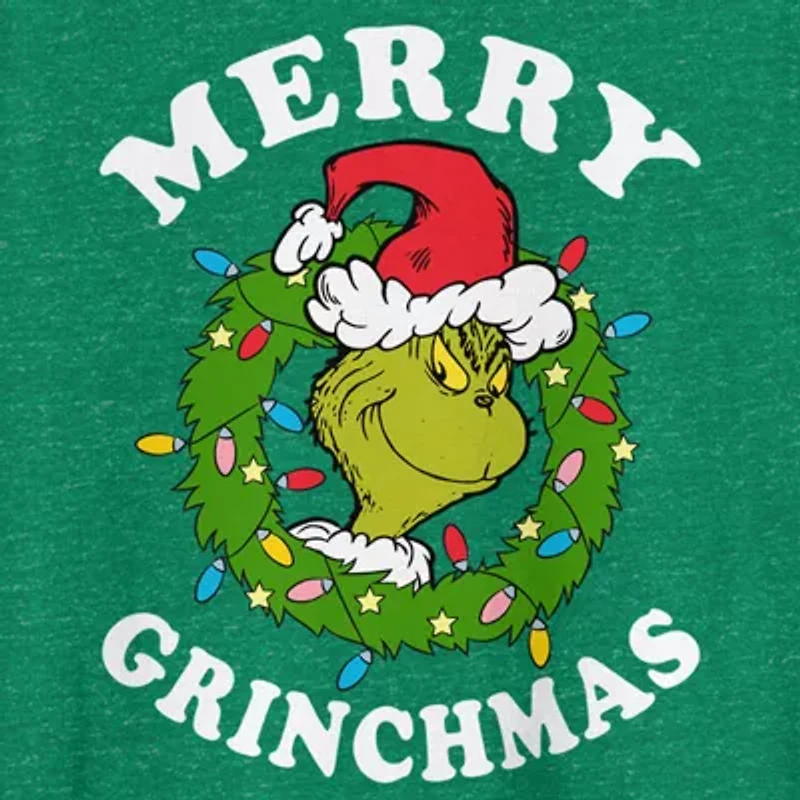 Mens Crew Neck Short Sleeve Classic Fit Grinch Big and Tall Graphic T-Shirt