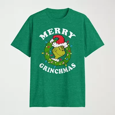 Mens Crew Neck Short Sleeve Classic Fit Grinch Big and Tall Graphic T-Shirt