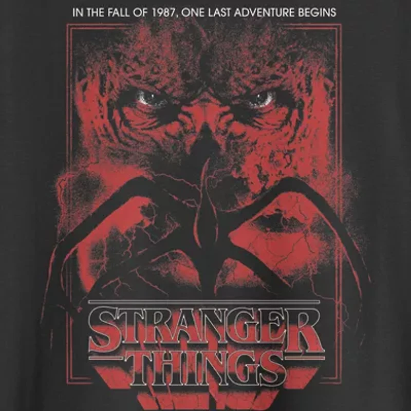 Mens Crew Neck Short Sleeve Classic Fit Stranger Things Big and Tall Graphic T-Shirt