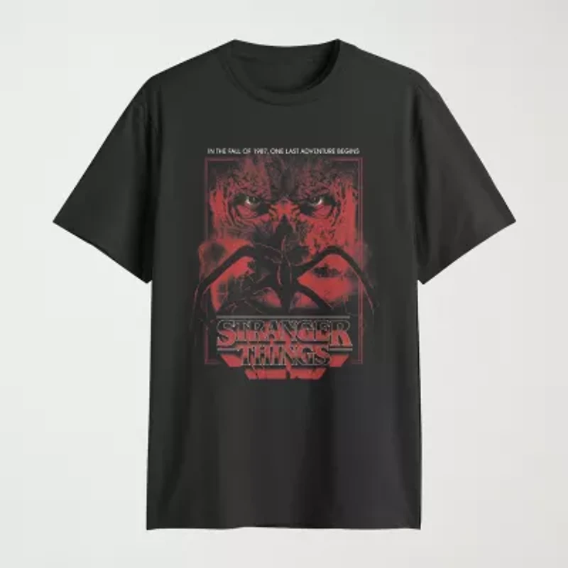Mens Crew Neck Short Sleeve Classic Fit Stranger Things Big and Tall Graphic T-Shirt