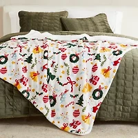 Linery Velvet Plush To Sherpa Holiday Reversible Throw
