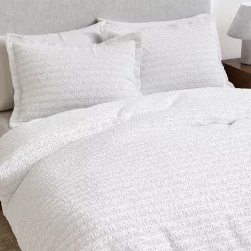 Linery 100% Cotton Waffle Weave 3-pc. Duvet Cover Set