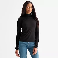 a.n.a Sheer Womens Mock Neck Long Sleeve T-Shirt