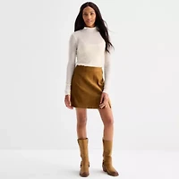 a.n.a Sheer Womens Mock Neck Long Sleeve T-Shirt