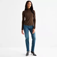 a.n.a Sheer Womens Mock Neck Long Sleeve T-Shirt