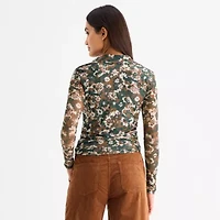 a.n.a Sheer Womens Long Sleeve Polo Shirt