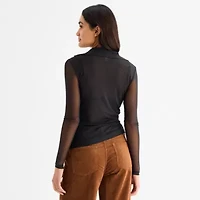 a.n.a Sheer Womens Long Sleeve Polo Shirt