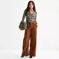 a.n.a Sheer Womens Long Sleeve Polo Shirt