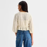 a.n.a Womens V Neck 3/4 Sleeve Lace Blouse