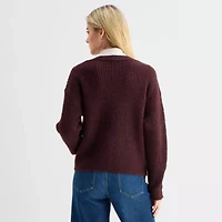 a.n.a Womens V Neck Long Sleeve Pullover Sweater