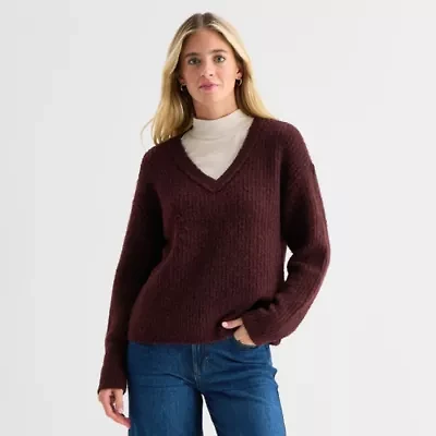 a.n.a Womens V Neck Long Sleeve Pullover Sweater