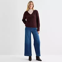 a.n.a Womens V Neck Long Sleeve Pullover Sweater