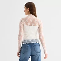 a.n.a Lace Womens Crew Neck Long Sleeve T-Shirt