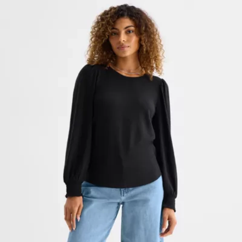 a.n.a Womens Crew Neck Long Sleeve T-Shirt