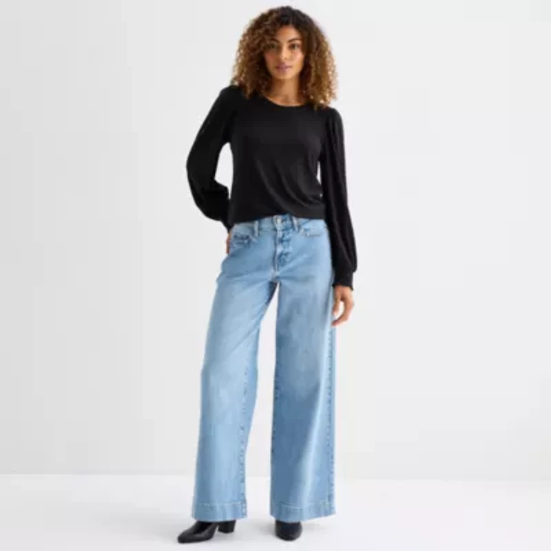 a.n.a Womens Crew Neck Long Sleeve T-Shirt