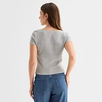 a.n.a Waffle Womens Split Crew Neck T-Shirt