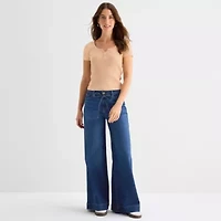 a.n.a Waffle Womens Split Crew Neck T-Shirt