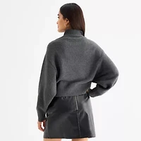 a.n.a Womens Mock Neck Embellished Long Sleeve Pullover Sweater