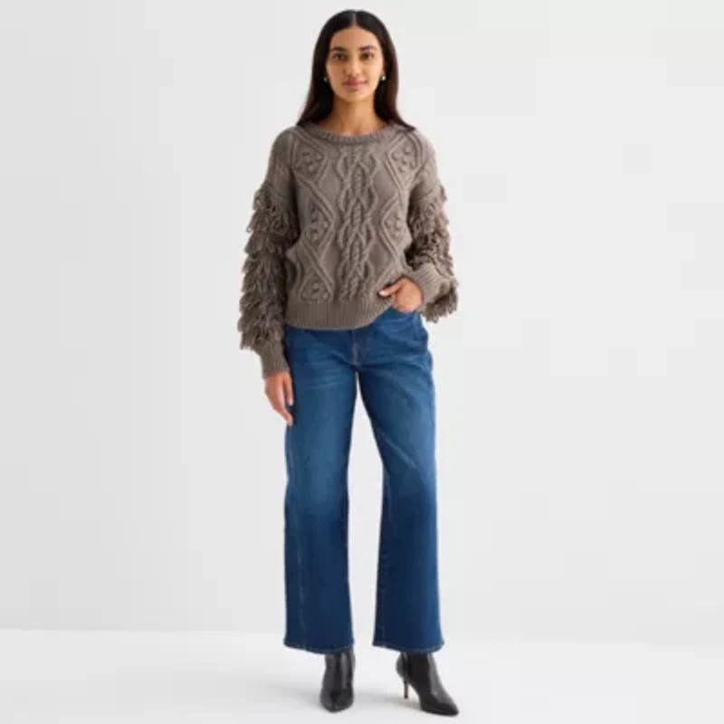 a.n.a Womens Crew Neck Long Sleeve Pullover Sweater