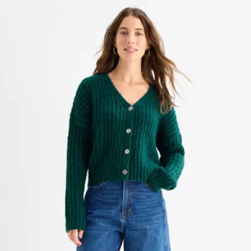 a.n.a Womens V Neck Long Sleeve Button Cardigan