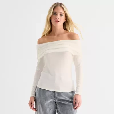 a.n.a Off The Shoulder Womens Long Sleeve Blouse