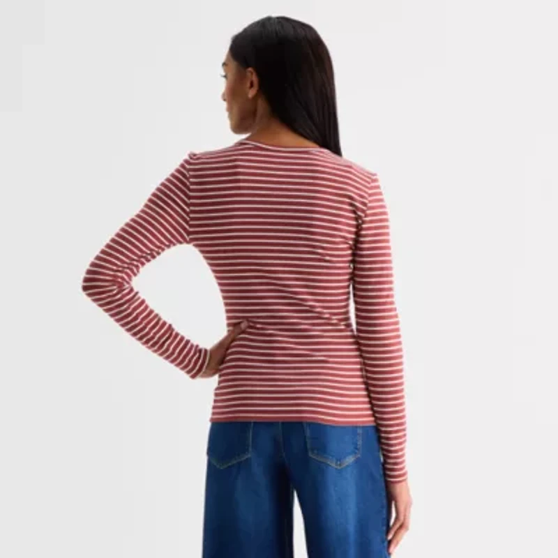 a.n.a Womens Long Sleeve Regular Fit Henley Shirt