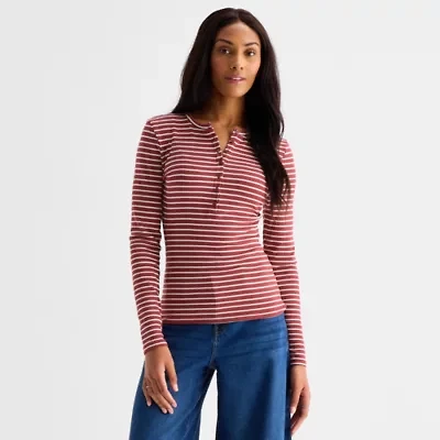 a.n.a Womens Long Sleeve Regular Fit Henley Shirt